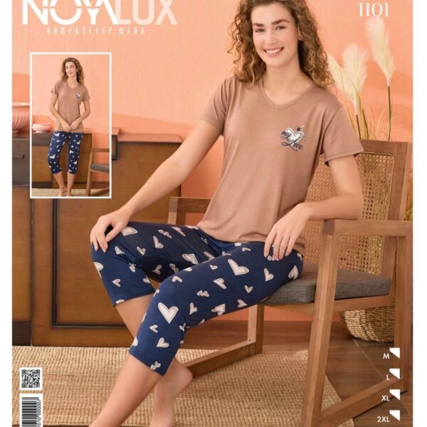 Pijama ürəkli kapri dəst