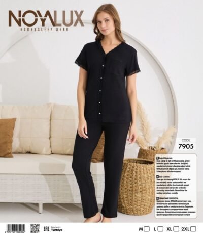 Pijama düyməli qara dəst