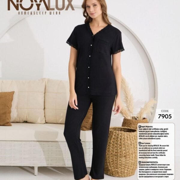 Pijama düyməli qara dəst