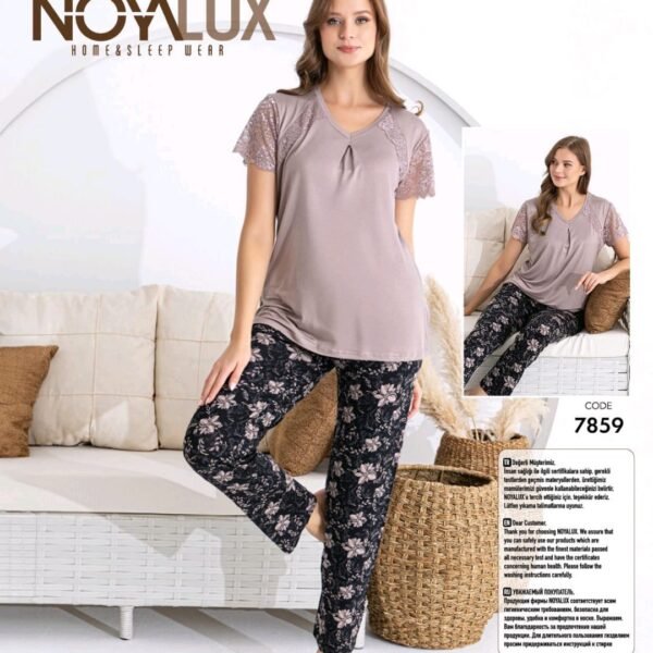 Pijama krujevalı güllü dəst