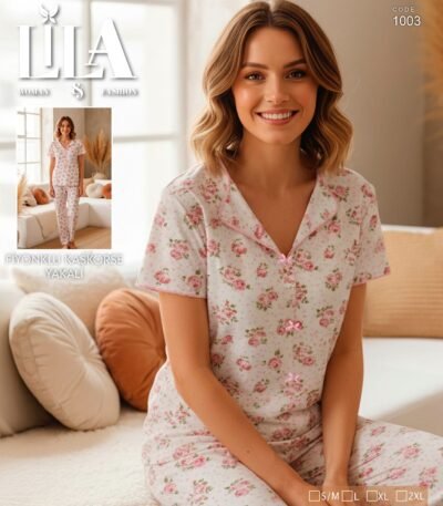 Pijama gül naxışlı