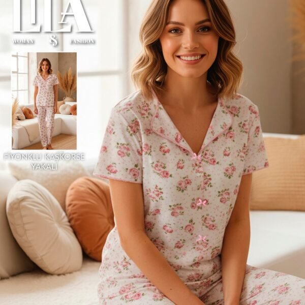 Pijama gül naxışlı