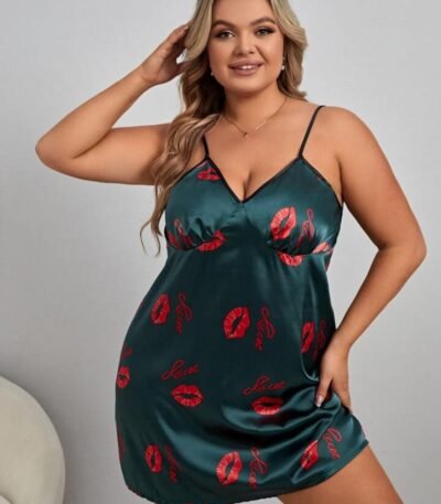 Atlas dodaq naxışlı gecəlik