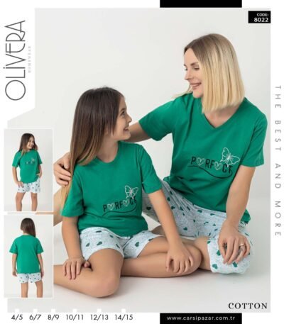 Pijama yaşıl şortlu