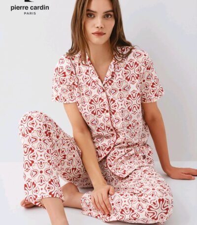 Pijama Pierre Cardin qırmızı naxışlı