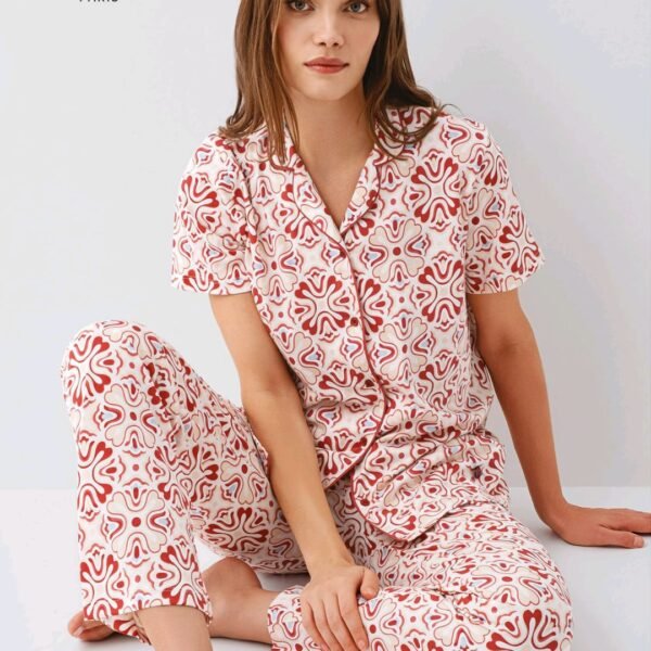 Pijama Pierre Cardin qırmızı naxışlı