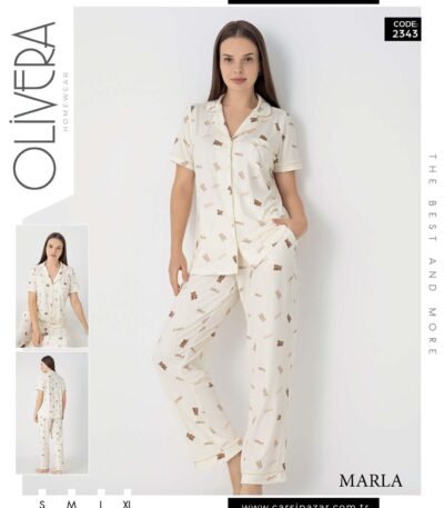 Pijama ayıcıqlı bej