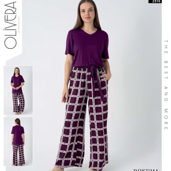 Pijama damalı bənövşəyi