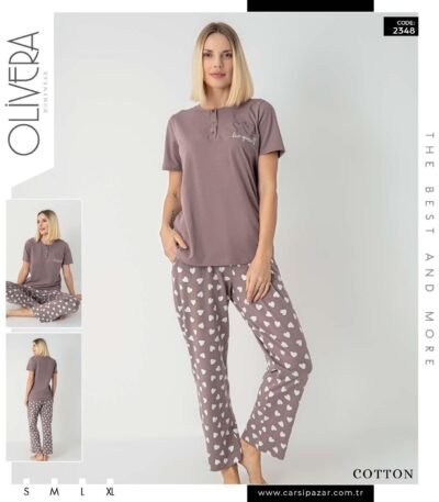 Pijama ürək naxışlı