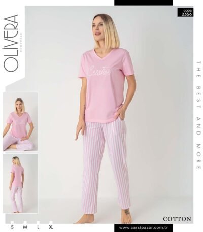 Pijama çəhrayı zolaqlı