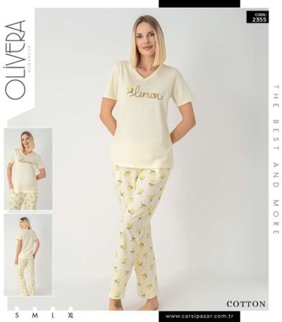 Pijama limon naxışlı