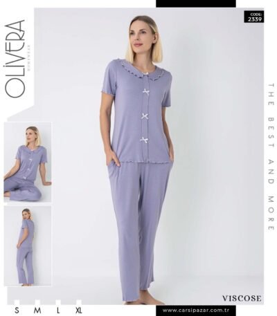 Pijama bənövşəyi bantlı