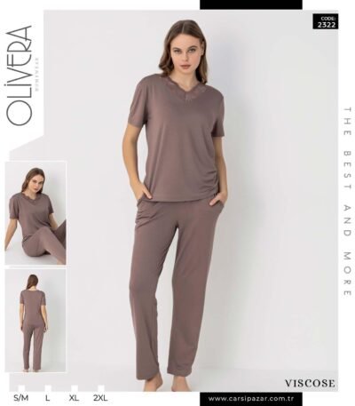 Pijama krujevalı viskoz