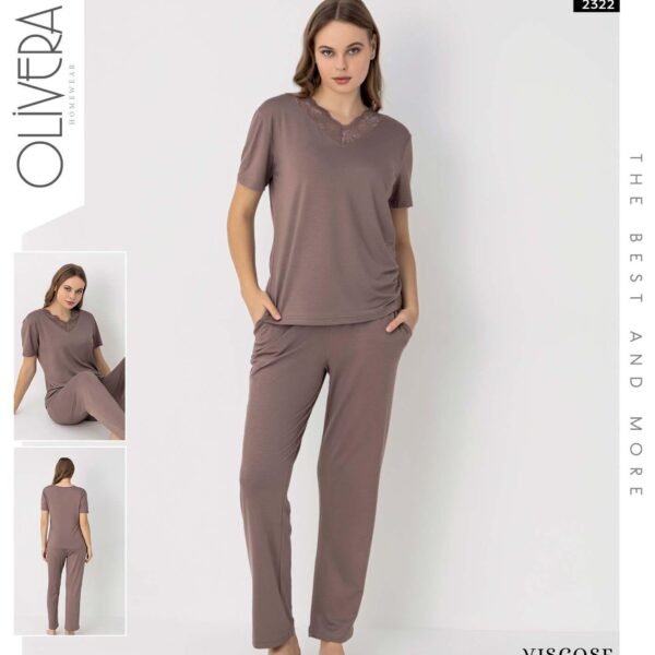 Pijama krujevalı viskoz