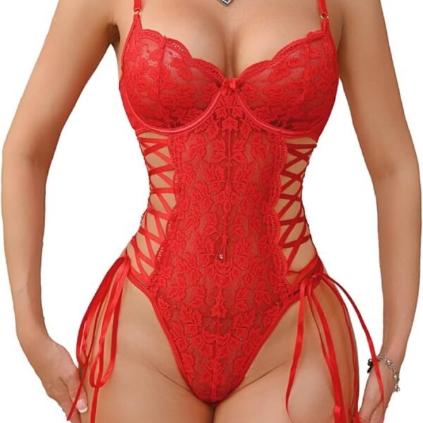 Fantazi qırmızı krujeva body