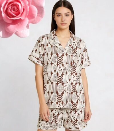Pijama abstrakt naxışlı
