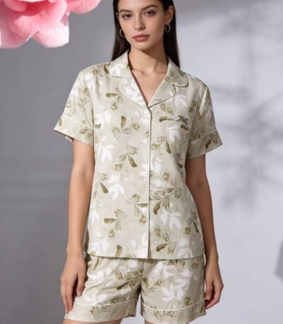 Pijama yarpaq naxışlı