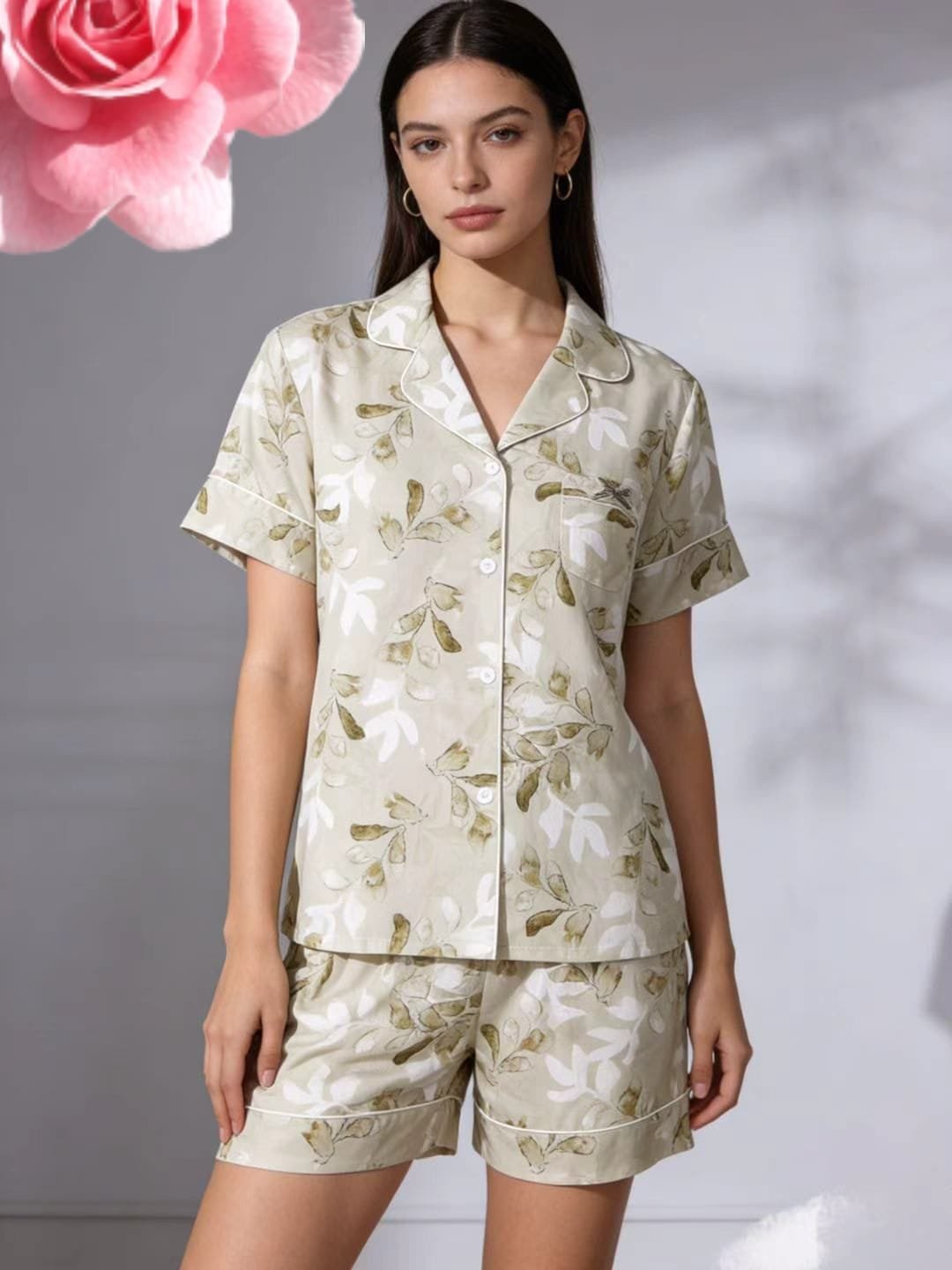 Pijama yarpaq naxışlı sederek Pijama yarpaq naxışlı