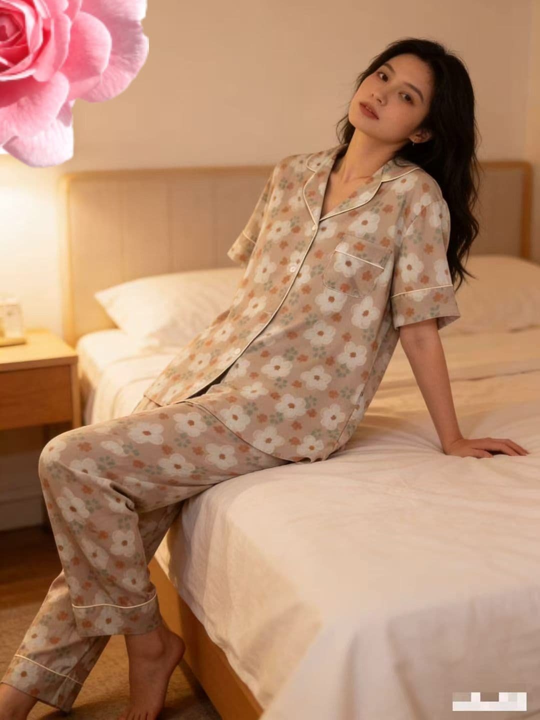 pijama qiymeti Pijama gül naxışlı şalvarlı