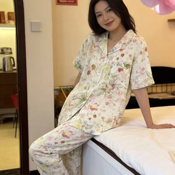 Pijama gül naxışlı pambıq