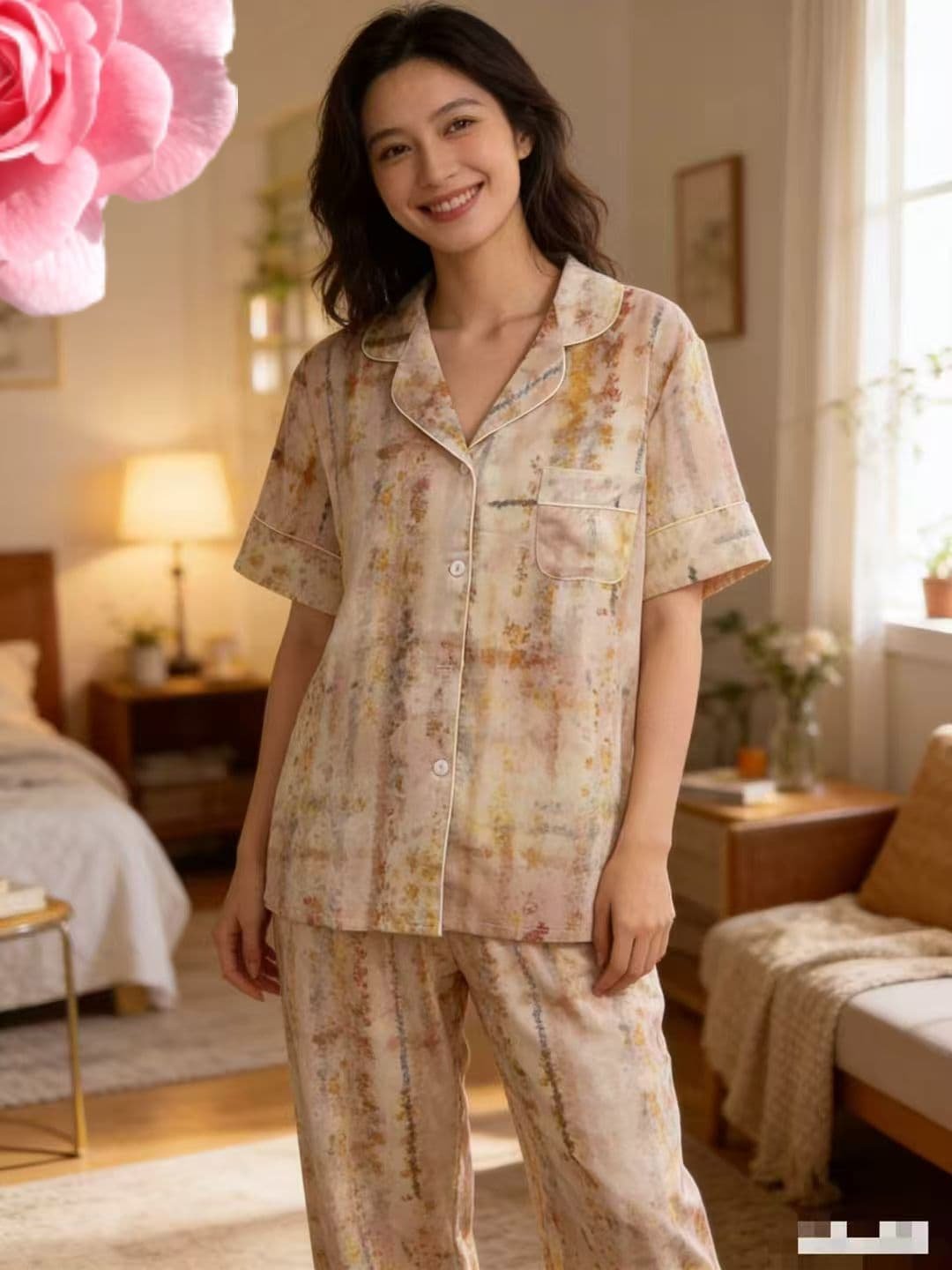 pijama sederek Pijama abstrakt şalvarlı
