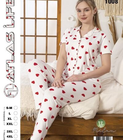 Pijama ürəkli pambıq
