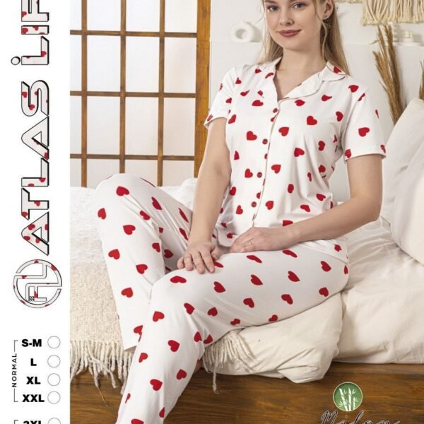 Pijama ürəkli pambıq